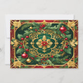 Carte de Noël rouge or vert déco (Dos)