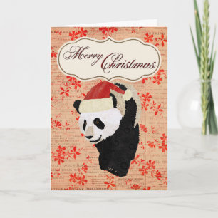 Carte de Noël Rouge Panda