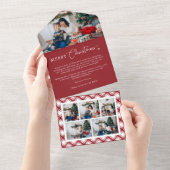 Carte de Noël Rouge Pliable en Trois (Déchirure)