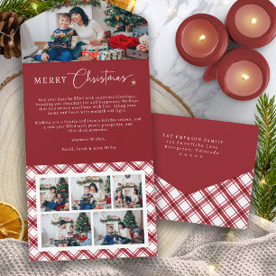 Carte de Noël Rouge Pliable en Trois