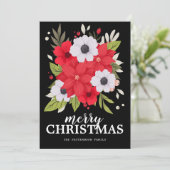 Carte de Noël Rouge Poinsettia Florale Blanche (Debout devant)