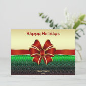 Carte de Noël Rouge Ribbon Gold (Debout devant)