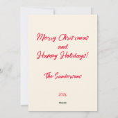 Carte de Noël rouge rose rétro (Dos)