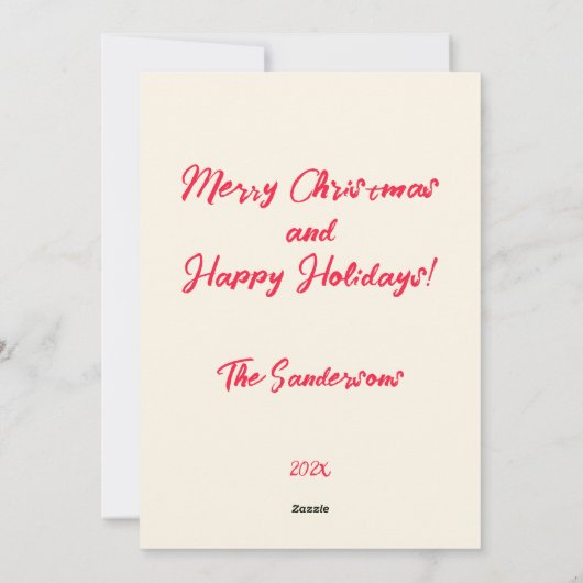 Carte de Noël rouge rose rétro (Dos)