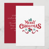 Carte de Noël rouge unique (Devant / Derrière)