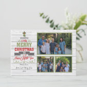 Carte de Noël rouge vert multi-photo (Debout devant)