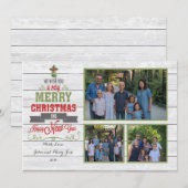Carte de Noël rouge vert multi-photo (Devant / Derrière)