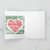 Carte de Noël Rouge Vert Notre premier coeur de No (Intérieur)