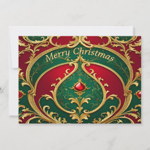 Carte de Noël Rouge Vert Or