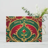 Carte de Noël Rouge Vert Or (Debout devant)