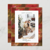 Carte de Noël Rouge Vert Russe Plaid Budget (Devant / Derrière)