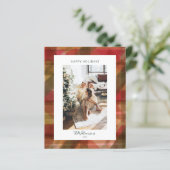 Carte de Noël Rouge Vert Russe Plaid Budget (Debout devant)