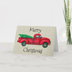 Carte de Noël rouge vintage d'arbre de Noël de