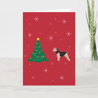 Carte de Noël rouge Welsh Terrier