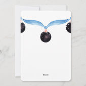 Carte de Noël Ruban Bleu et Ornement Noir (Dos)