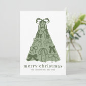 Carte de Noël ruban vert sauge (Debout devant)