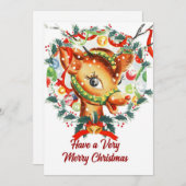 Carte de Noël Rudolph Vintage antique (Devant / Derrière)