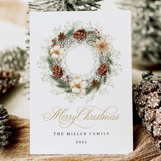 Carte de Noël Russe Watercolor Wreath