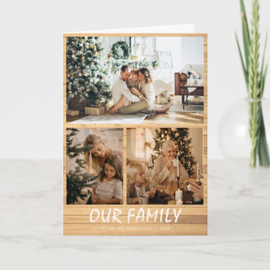 Carte de Noël Rustic Custom Three Photo Collage (Devant)