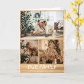 Carte de Noël Rustic Custom Three Photo Collage (Fleur jaune)