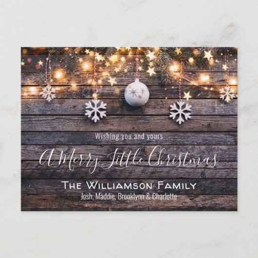 Carte de Noël Rustic Farmhouse Wood & Stars (Devant)