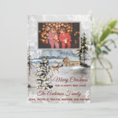 Carte de Noël Rustic Forest Deer Cabine (Debout devant)