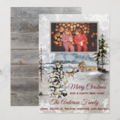 Carte de Noël Rustic Forest Deer Cabine (Devant / Derrière)