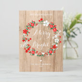 Carte de Noël Rustic Wood Fête Florale Wreath (Debout devant)