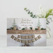 Carte de Noël rustique à cheminée sans photo (Debout devant)