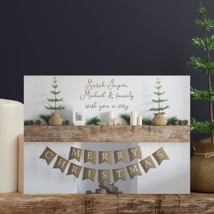 Carte de Noël rustique à cheminée sans photo