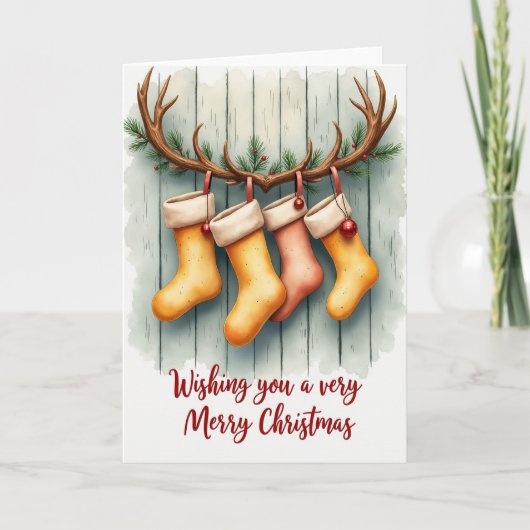Carte de Noël rustique à l'aquarelle (Devant)