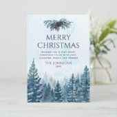 Carte de Noël rustique à l'aquarelle avec des pins (Debout devant)