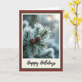 Carte de Noël rustique au pin (Fleur jaune)