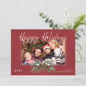 Carte de Noël rustique avec cône de pin pour photo (Debout devant)