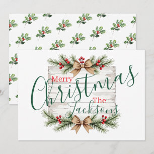 Carte de Noël rustique avec nom personnalisé
