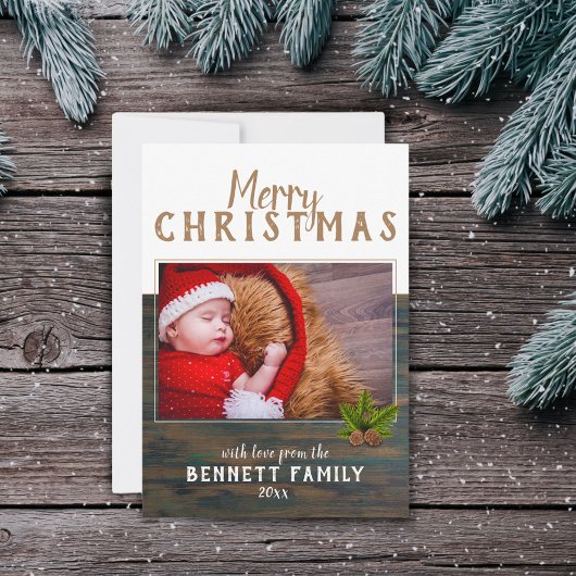 Carte de Noël rustique avec pin sylvestre