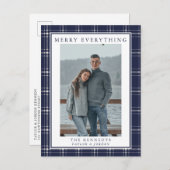 Carte de Noël Rustique bleu moderne (Devant / Derrière)