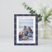 Carte de Noël Rustique bleu moderne (Debout devant)