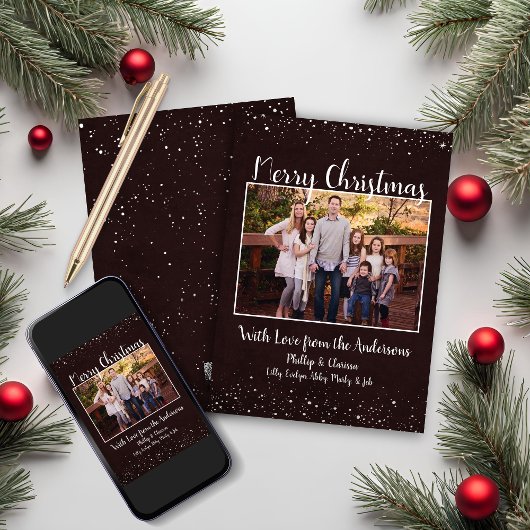 Carte de Noël Rustique Brown neige