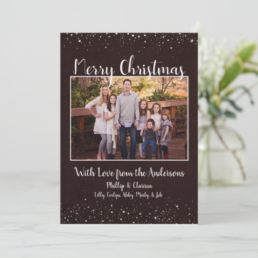 Carte de Noël Rustique Brown neige (Debout devant)