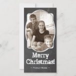 Carte de Noël Rustique Chalkboard<br><div class="desc">Cette carte de Noël ou de vacances rustique présente un design charmant de vieux tableau noir et un cadre rugueux. Le modèle facile vous permet de télécharger votre propre photo.</div>