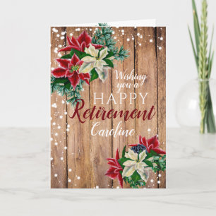 Carte de Noël rustique de retraite avec poinsettia