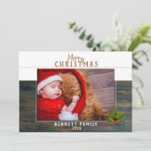 Carte de Noël rustique en bois de pin pour photo (Debout devant)