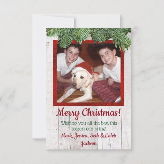 Carte de Noël Rustique en bois et pin (Devant)