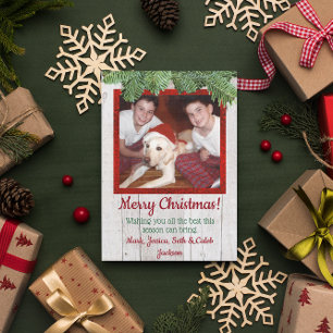 Carte de Noël Rustique en bois et pin