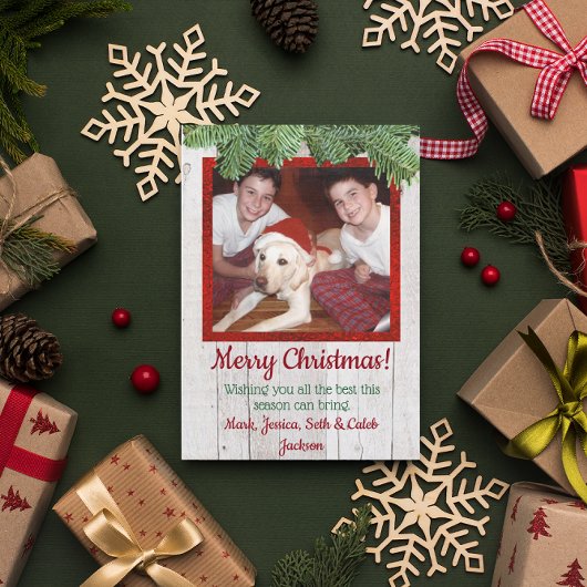 Carte de Noël Rustique en bois et pin