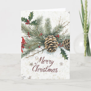 Carte de Noël rustique en forme de pomme de pin