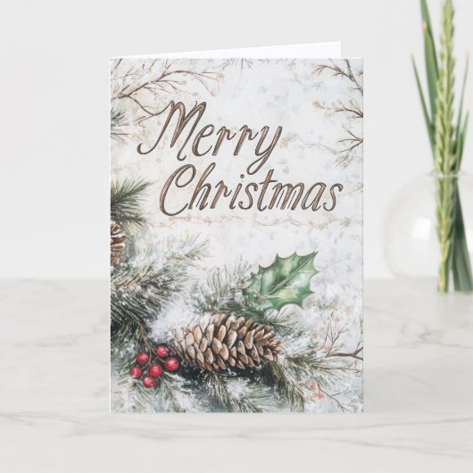 Carte de Noël rustique en forme de pomme de pin (Devant)