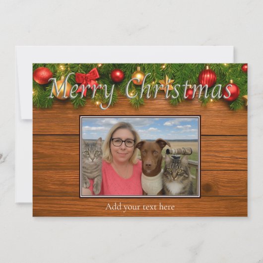 Carte de Noël rustique joyeuse – Personnalisable (Devant)