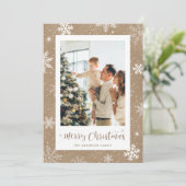 Carte de Noël Rustique Kraft Snowflake (Debout devant)